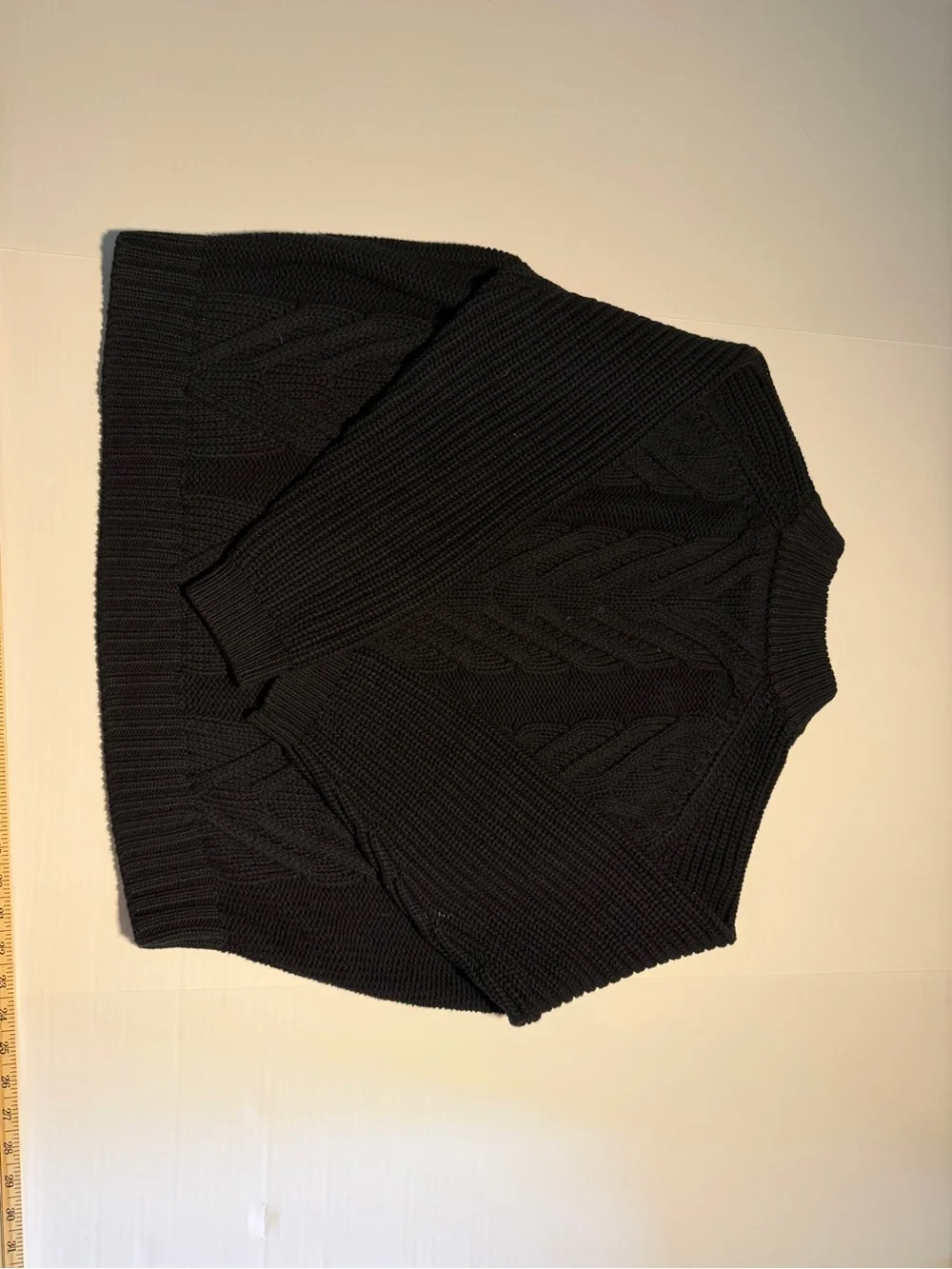 J. Crew Black Cable-Knit Crewneck Sweater